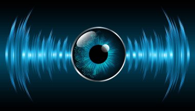 Mavi göz siber devre gelecekteki teknoloji konsepti