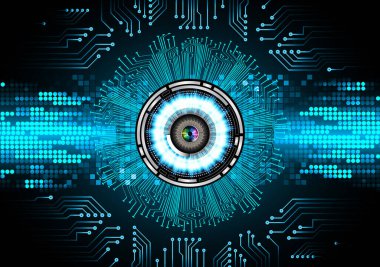 Mavi göz siber devre gelecekteki teknoloji konsepti