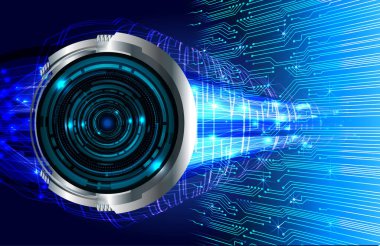 Mavi göz siber devre gelecekteki teknoloji konsepti