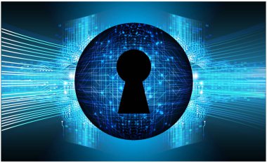 anahtar deliğine sahip siber güvenlik kavramı, soyut yüksek hızlı dijital internet bağlantı tasarımı