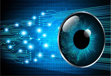 Mavi göz siber devre gelecekteki teknoloji konsepti