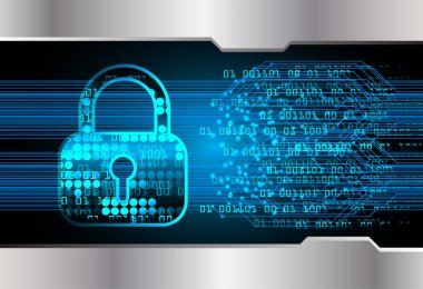 Kilitli siber güvenlik kavramı, soyut yüksek hızlı dijital internet bağlantısı tasarımı