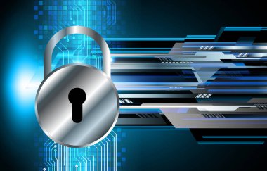 Dijital arkaplanda soyut yüksek hız ve siber güvenlik tasarımı