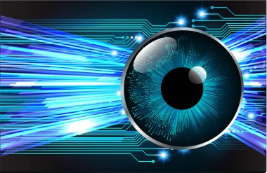 güvenlik siber konsepti göz, soyut yüksek hızlı dijital internet bağlantısı tasarımı