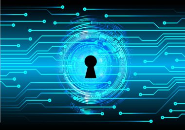 Kilitli siber güvenlik kavramı, soyut yüksek hızlı dijital internet bağlantısı tasarımı