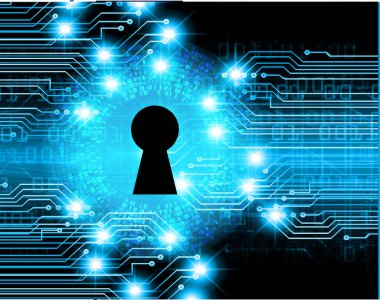 anahtar deliğine sahip siber güvenlik kavramı, soyut yüksek hızlı dijital internet bağlantı tasarımı