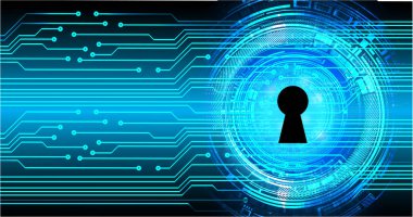 Kilitli siber güvenlik kavramı, soyut yüksek hızlı dijital internet bağlantısı tasarımı