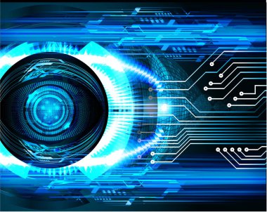 Mavi göz siber devre gelecekteki teknoloji konsepti