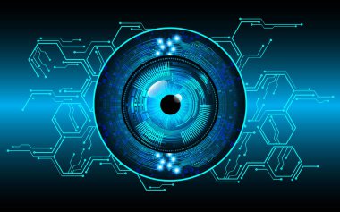 Mavi göz siber devre gelecekteki teknoloji konsepti