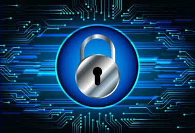 Kilitli siber güvenlik kavramı, soyut yüksek hızlı dijital internet bağlantısı tasarımı