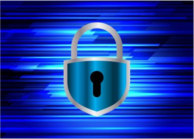 Siber Güvenlik Konsepti. Sayısal Arkaplanda Kapatılmış Asma Kilit 