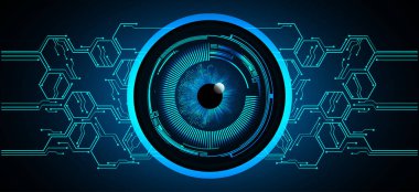 Mavi göz siber devre gelecekteki teknoloji konsepti