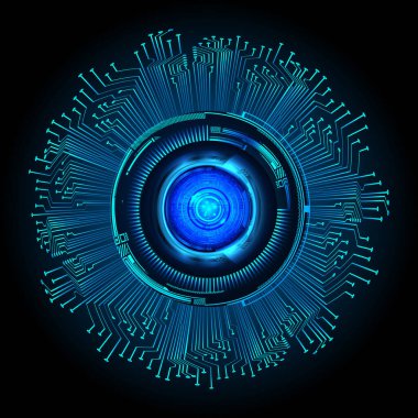 Mavi göz siber devre gelecekteki teknoloji konsepti