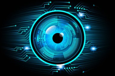Mavi göz siber devre gelecekteki teknoloji konsepti