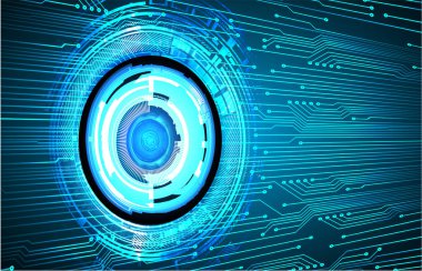 Mavi göz siber devre gelecekteki teknoloji konsepti