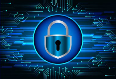 Kilitli siber güvenlik kavramı, soyut yüksek hızlı dijital internet bağlantısı tasarımı