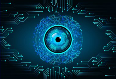 güvenlik siber konsepti göz, soyut yüksek hızlı dijital internet bağlantısı tasarımı