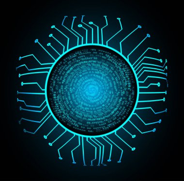 Mavi göz siber devre gelecekteki teknoloji konsepti