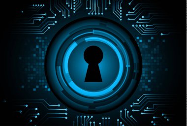 anahtar deliğine sahip siber güvenlik kavramı, soyut yüksek hızlı dijital internet bağlantı tasarımı