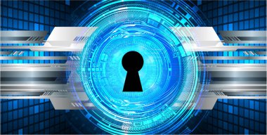 anahtar deliğine sahip siber güvenlik kavramı, soyut yüksek hızlı dijital internet bağlantı tasarımı