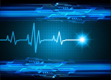 Blue Heart nabız monitörü sinyal veriyor. Kalp atışı. ekg simge dalgası