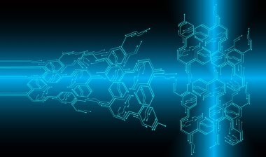soyut dijital veri vektörü illüstrasyon arka planı, mavi ve siyah renkler