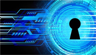 Kilitli siber güvenlik kavramı, soyut yüksek hızlı dijital internet bağlantısı tasarımı