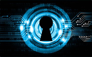 anahtar deliğine sahip siber güvenlik kavramı, soyut yüksek hızlı dijital internet bağlantı tasarımı