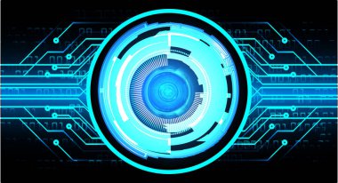 Mavi göz siber devre gelecekteki teknoloji konsepti