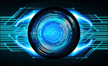 Mavi göz siber devre gelecekteki teknoloji konsepti