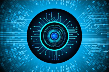 Mavi göz siber devre gelecekteki teknoloji konsepti
