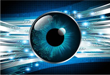 Mavi göz siber devre gelecekteki teknoloji konsepti