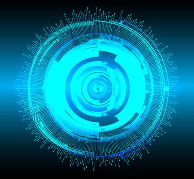 Mavi göz siber devre gelecekteki teknoloji konsepti