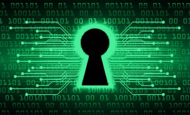 anahtar deliğine sahip siber güvenlik kavramı, soyut yüksek hızlı dijital internet bağlantı tasarımı