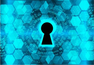 anahtar deliğine sahip siber güvenlik kavramı, soyut yüksek hızlı dijital internet bağlantı tasarımı