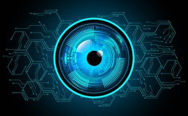güvenlik siber konsepti göz, soyut yüksek hızlı dijital internet bağlantısı tasarımı