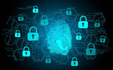 Kilitli siber güvenlik kavramı, soyut yüksek hızlı dijital internet bağlantısı tasarımı