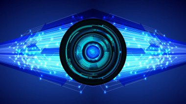 Mavi göz siber devre gelecekteki teknoloji konsepti