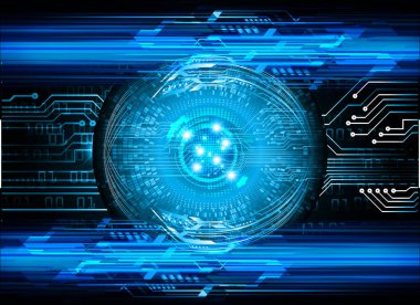 Mavi göz siber devre gelecekteki teknoloji konsepti