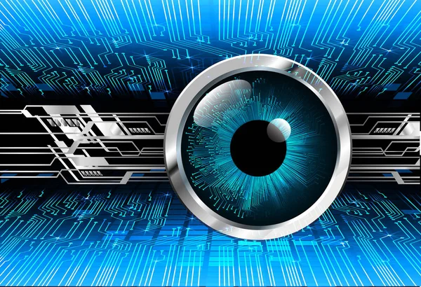 Soyut teknoloji bilim konsepti göz dijital bağlantısı ve mavi arka planda ikili hi teknolojisi