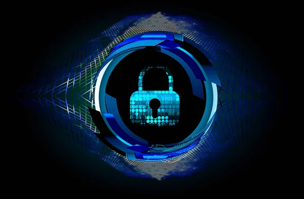 Kilitli siber güvenlik kavramı, soyut yüksek hızlı dijital internet bağlantısı tasarımı