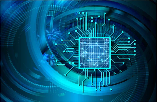 Blue Cpu Cyber Circuit Future Technology Background — стоковый вектор