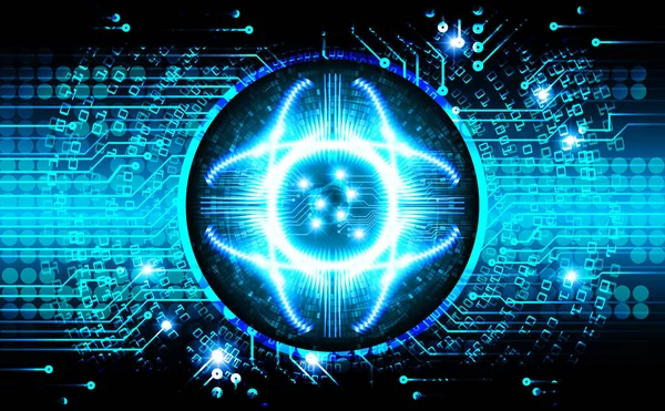 Mavi göz siber devre gelecekteki teknoloji konsepti