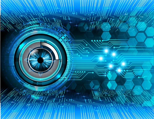 Teknoloji bilimi konsepti göz dijital bağlantısı ve soyut arka planda ikili hi teknolojisi