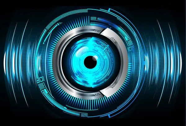 Soyut teknoloji bilim konsepti göz dijital bağlantısı ve mavi arka planda ikili hi teknolojisi