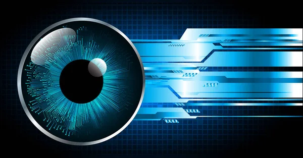 Soyut teknoloji bilim konsepti göz dijital bağlantısı ve mavi arka planda ikili hi teknolojisi