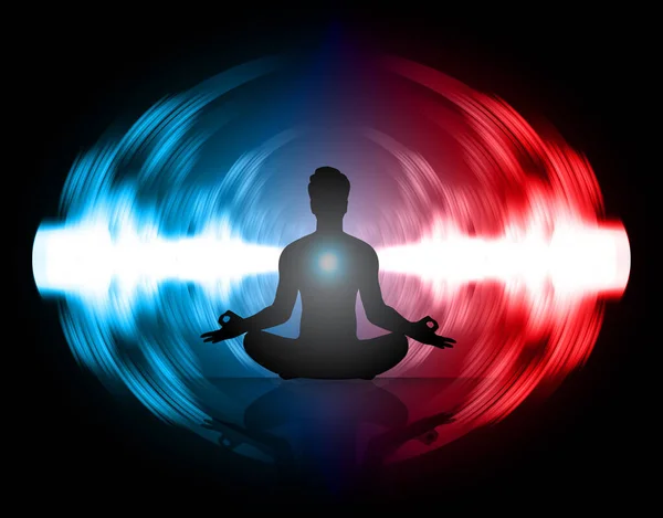 Ember Meditálni Sötétzöld Kék Rózsaszín Elvont Háttér Jóga Ray Vagyok — Stock Vector