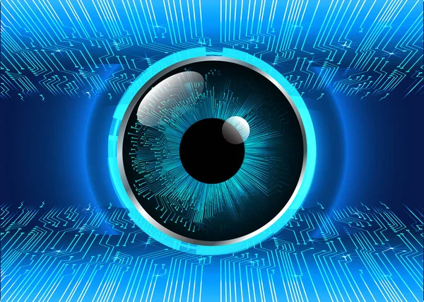 Blaues Auge Cyber Schaltung Zukunft Technologie Konzept Hintergrund — Stockvektor