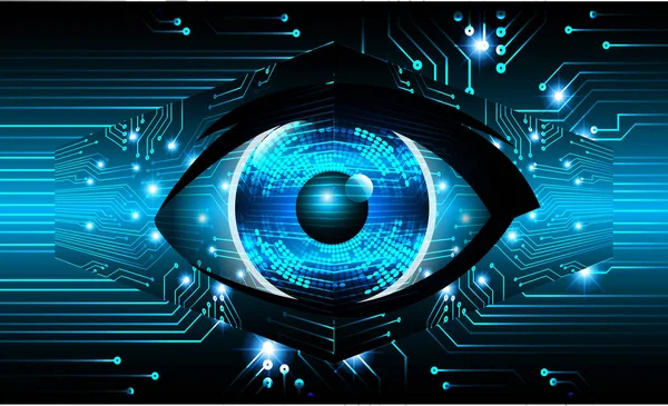 Concepto Tecnología Futura Circuito Cibernético Ojo Azul — Archivo Imágenes Vectoriales