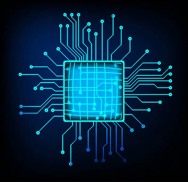 Mavi İşlemci siber devre gelecekteki teknoloji konsepti